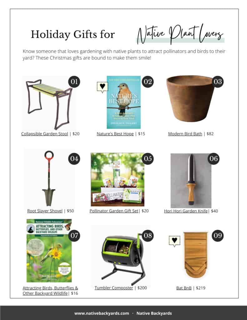 Native Plant Lovers Gift Guide 2020 - best gifts for gardeners who love nature and native plants!