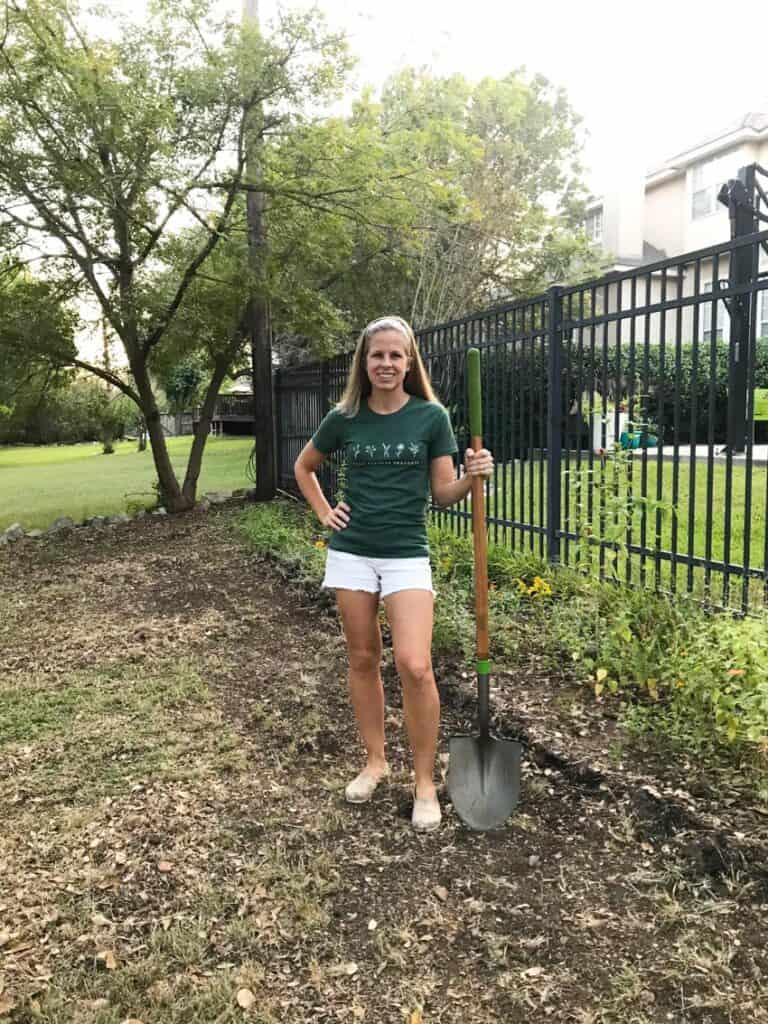 Clearing ground for native butterfly garden.