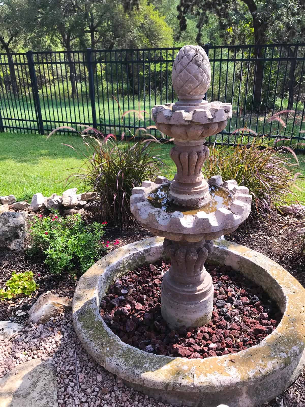 Stone fountain used as a bird bath