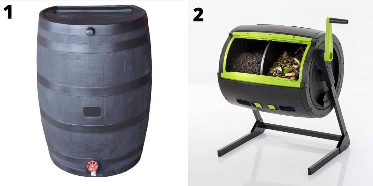 Top rain barrel and tumbler composter